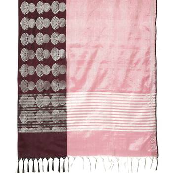 Brown woven kanchipuram silk saree with blouse 3