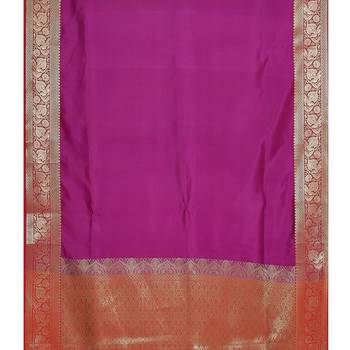 Pink woven katan silk saree with blouse 3