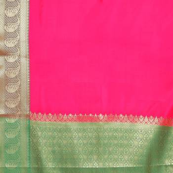 Pink woven katan silk saree with blouse 4