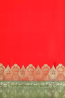 Red woven katan silk saree with blouse