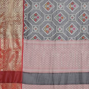 Black woven katan silk saree with blouse 4