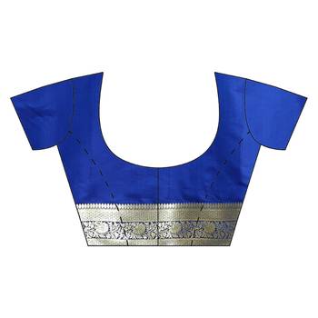 Blue woven katan silk saree with blouse 5
