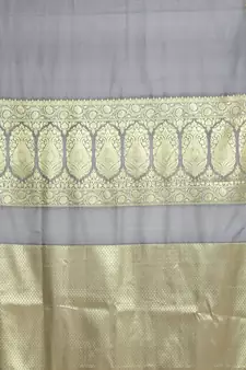Grey woven katan silk saree with blouse