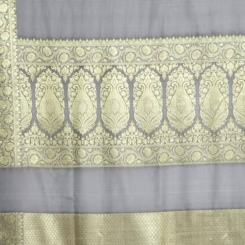 Grey woven katan silk saree with blouse 4