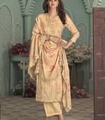 Beige embroidered pure bemberg salwar