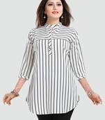 White printed crepe short-kurtis