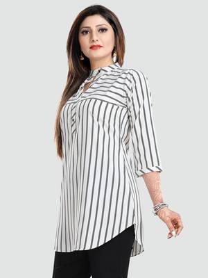 White printed crepe short-kurtis 2