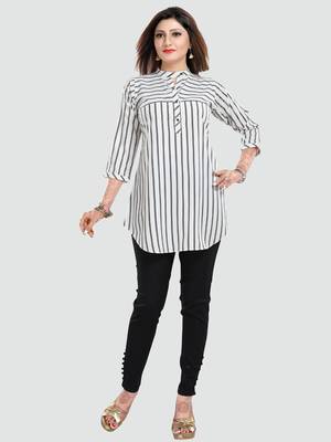 White printed crepe short-kurtis 5