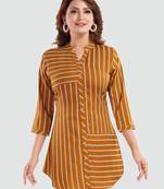 Mustard printed crepe short-kurtis