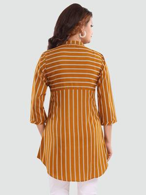 Mustard printed crepe short-kurtis 3