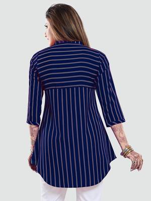 Navy-blue printed crepe short-kurtis 3