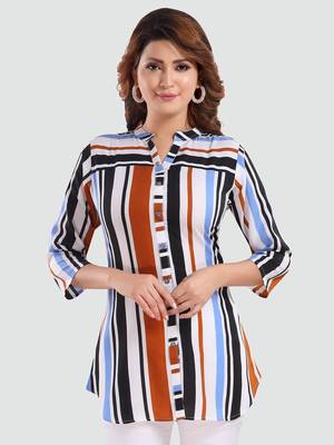 White printed crepe short-kurtis 1