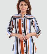 White printed crepe short-kurtis