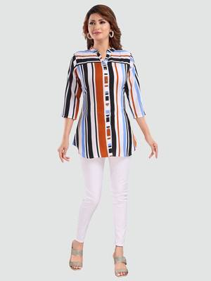 White printed crepe short-kurtis 5