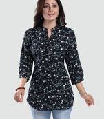 Black printed crepe short-kurtis