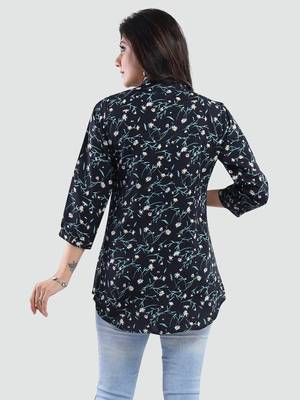 Black printed crepe short-kurtis 3