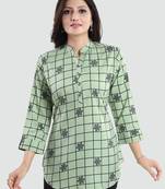 Green printed crepe short-kurtis