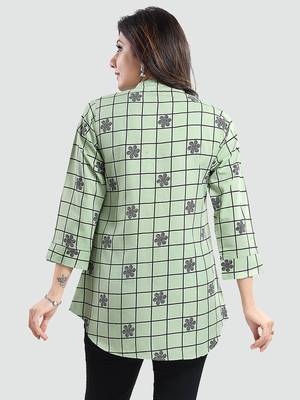 Green printed crepe short-kurtis 3