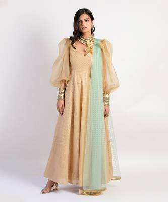 champagne gold anarkali 1