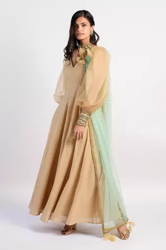 champagne gold anarkali