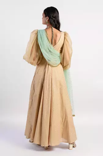 champagne gold anarkali