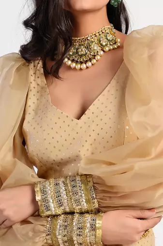champagne gold anarkali