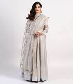 silver grey seashell anarkali