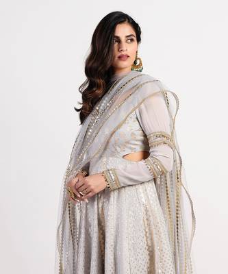 silver grey seashell anarkali 2