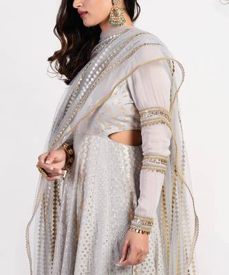 silver grey seashell anarkali 3