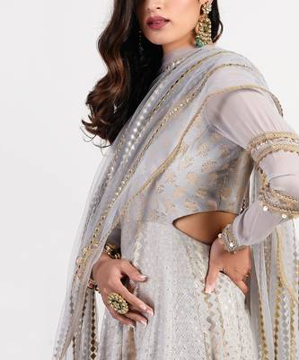 silver grey seashell anarkali 4