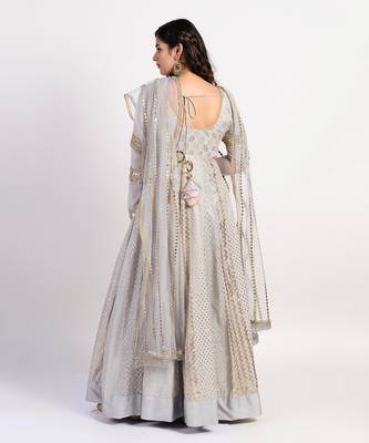 silver grey seashell anarkali 5