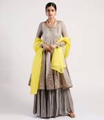 dark Grey chanderi Anarkali