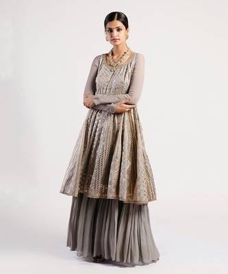 dark Grey chanderi Anarkali 3