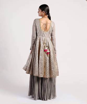 dark Grey chanderi Anarkali 5