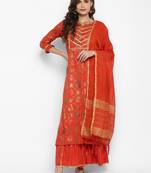 Orange floral print rayon salwar