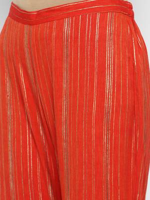Orange floral print rayon salwar 3