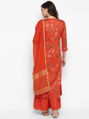 Orange floral print rayon salwar 5