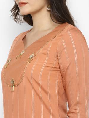 Peach embroidered chanderi salwar 2