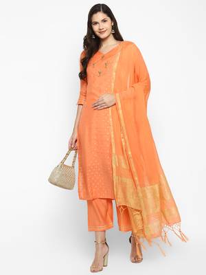 Orange embroidered chanderi salwar 1