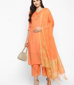 Orange embroidered chanderi salwar