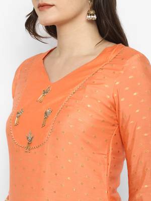 Orange embroidered chanderi salwar 2