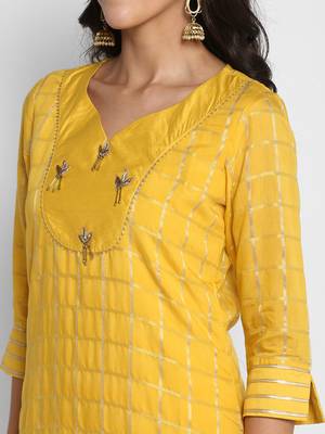 Yellow embroidered chanderi salwar 2