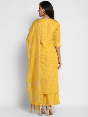 Yellow embroidered chanderi salwar 5
