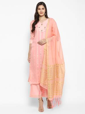 Baby-pink embroidered chanderi salwar 1