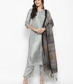 Grey plain silk blend salwar