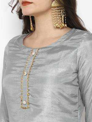 Grey plain silk blend salwar 2