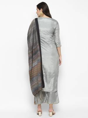Grey plain silk blend salwar 5