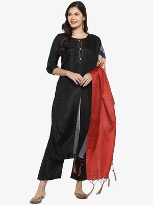 Black plain silk blend salwar 1