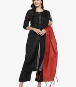 Black plain silk blend salwar