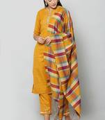 Mustard chikankari cotton salwar